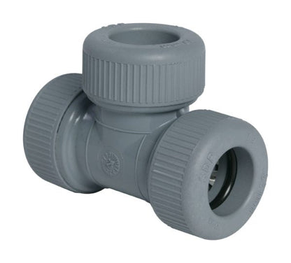 PLASTIC PUSH - FIT EQUAL TEE 22MM 10 PACK including pipe inserts - UFH Parts & Design Ltd